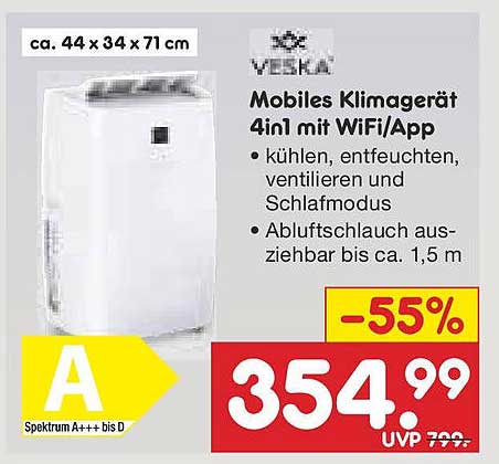 Mobiles Klimagerät 4in1 mit WiFi/App