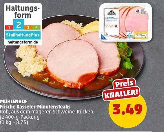 MÜHLENHOF Frische Kasseler-Minutensteaks 400-g-Packung