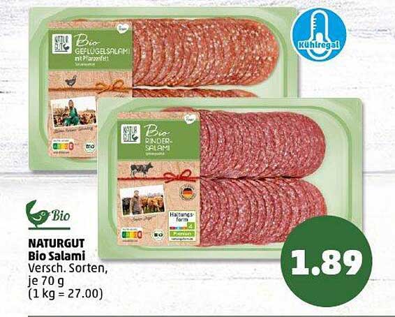 NATURGUT Bio Salami Verschiedene Sorten, je 70 g