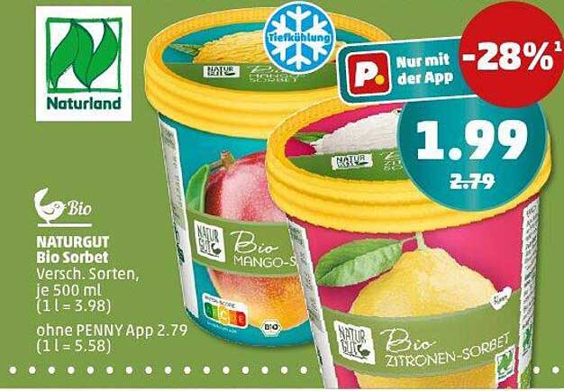 NATURGUT Bio Sorbet Verschiedene Sorten, je 500 ml