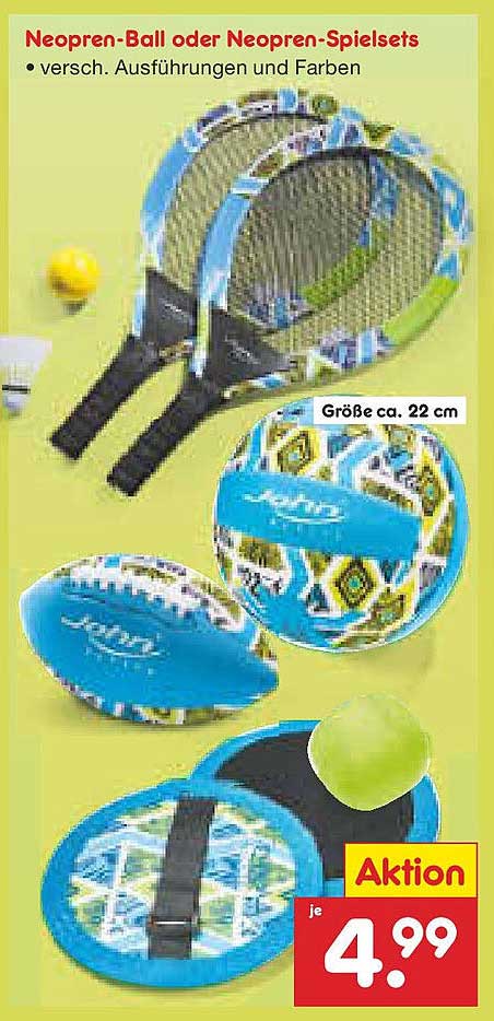 Neopren-Ball oder Neopren-Spielsets - versch. Ausführungen und Farben