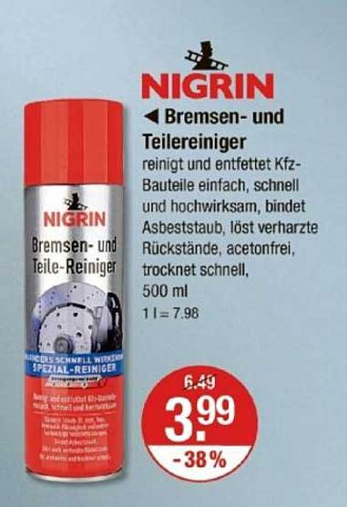 NIGRIN Bremsen- und Teilereiniger 500 ml