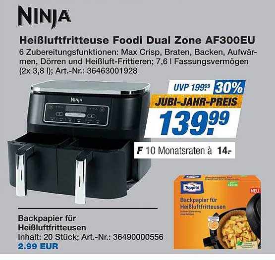 Ninja Heißluftfritteuse Foody Dual Zone AF300EU