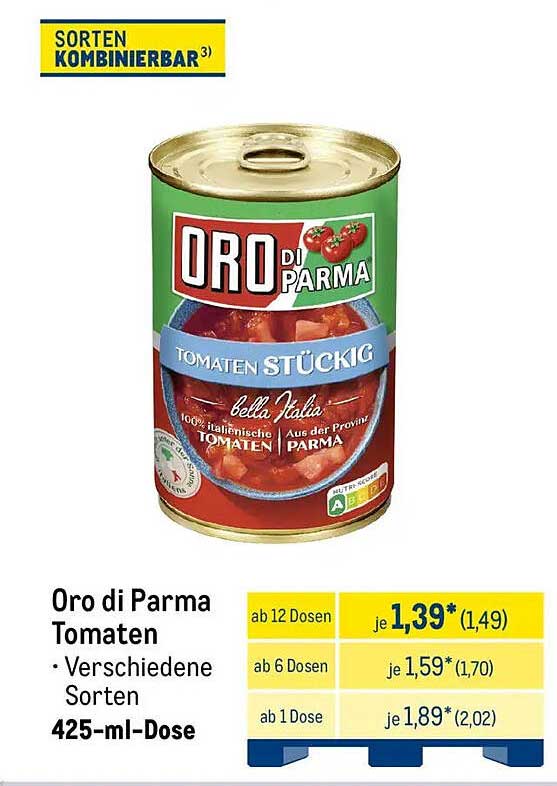 Oro di Parma Tomaten Stückig, 425-ml-Dose