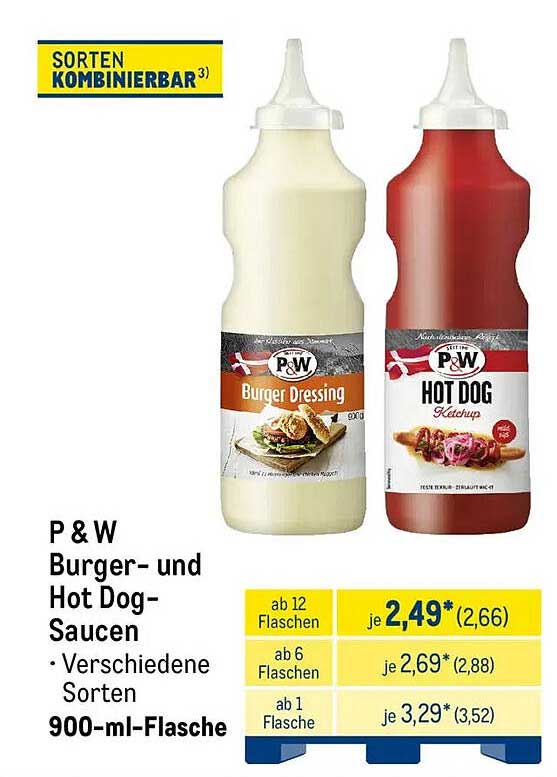 P & W Burger- und Hot Dog-Saucen 900-ml-Flasche