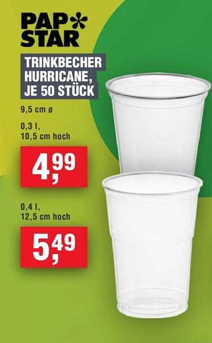 PAP STAR Trinkbecher Hurricane, je 50 Stück