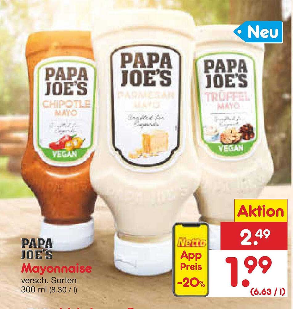 PAPA JOE'S Mayonnaise - verschiedene Sorten 300 ml