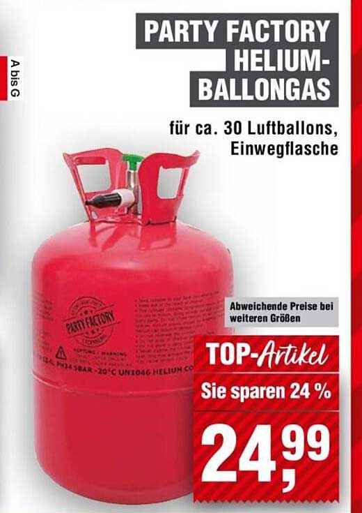 PARTY FACTORY HELIUM-BALLONGAS für ca. 30 Luftballons, Einwegflasche