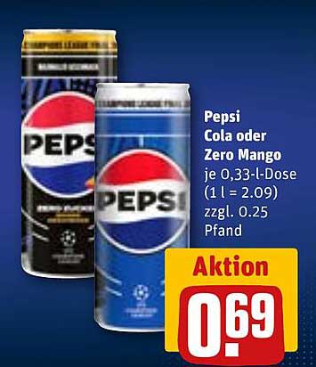Pepsi Cola oder Zero Mango – Aktionspreis nur 0,69 €