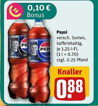 Pepsi verschieden. Sorten, koffeinhaltig, je 1,25-l-Fl.