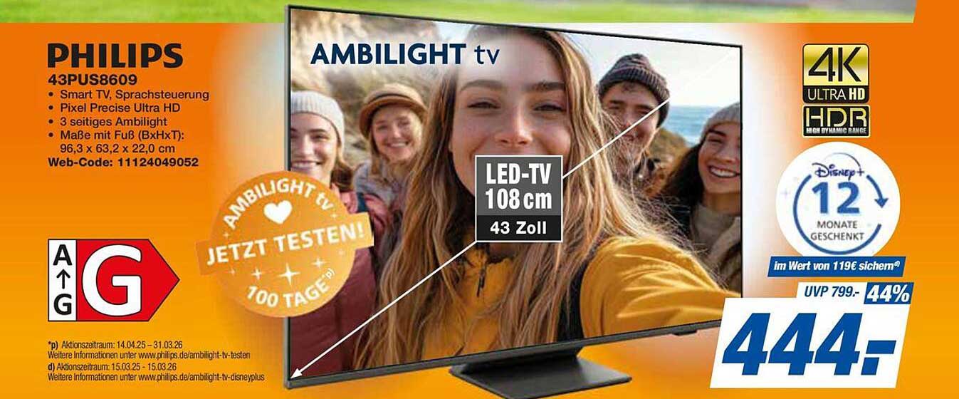PHILIPS 43PUS8609 - 43 Zoll Ambilight Smart TV