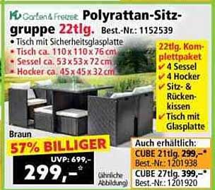 Poly-Rattan-Sitzgruppe 22tlg.