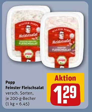 Popp Feinster Fleischsalat - 200 g Becher für nur 1,29 €
