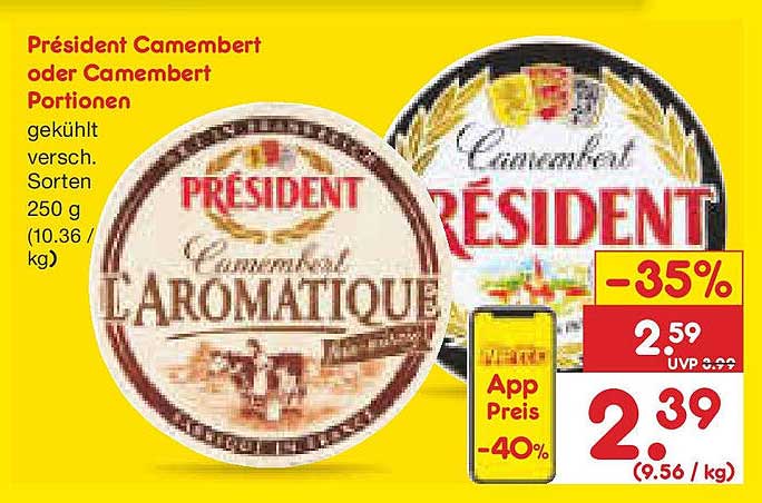 Président Camembert oder Camembert Portionen 250 g