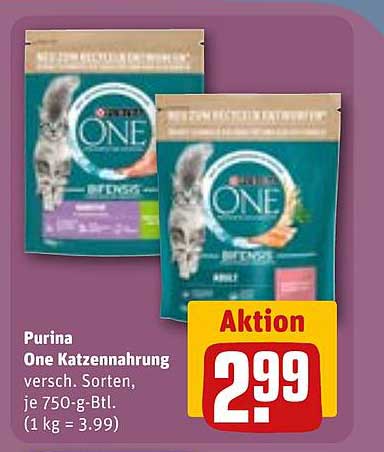 Purina One Katzennahrung - Verschiedene Sorten, je 750-g-Beutel