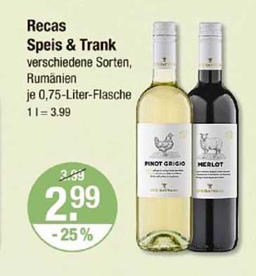 Recas Speis & Trank – verschiedene Sorten, Rumänien, je 0,75-Liter-Flasche