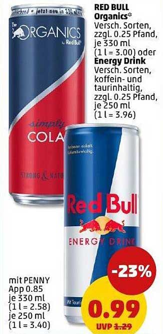 RED BULL Organics und Energy Drink Sonderangebot