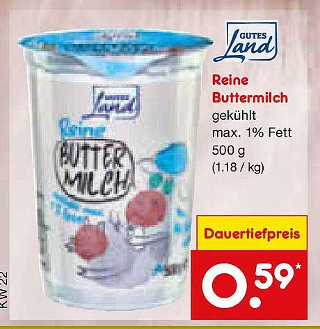Reine Buttermilch 500 g von GUTES LAND