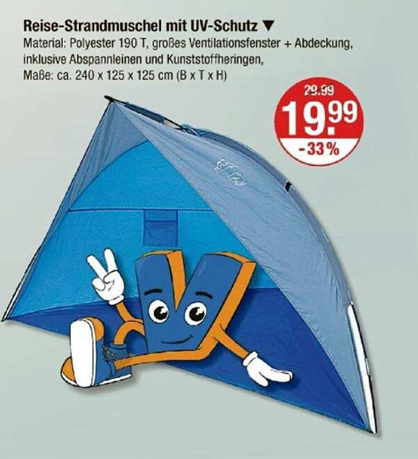 Reise-Strandmuschel mit UV-Schutz