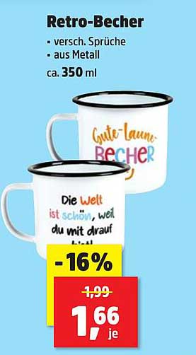Retro-Becher - verschiedene Sprüche aus Metall