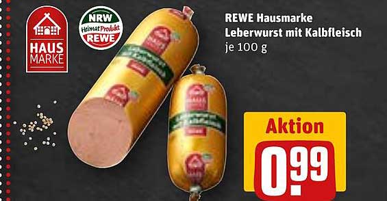REWE Hausmarke Leberwurst mit Kalbfleisch je 100 g