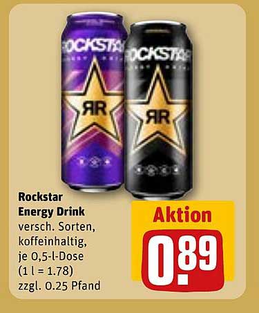 Rockstar Energy Drink - verschiedene Sorten für nur 0,89 €