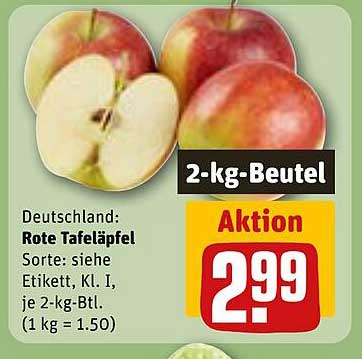 Rote Tafeläpfel, 2-kg-Beutel
