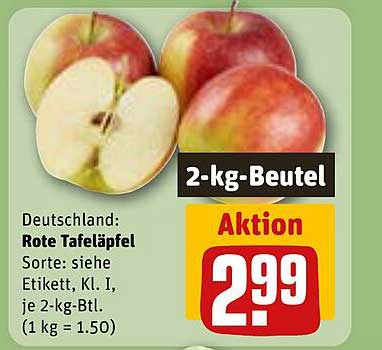 Rote Tafeläpfel 2-kg-Beutel zum Aktionspreis