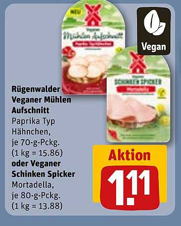 Rügenwalder Veganer Mühlen Aufschnitt - Paprika Typ Hähnchen oder Veganer Schinken Spicker