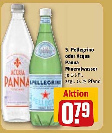 S. Pellegrino oder Acqua Panna Mineralwasser je 1-L-Fl.