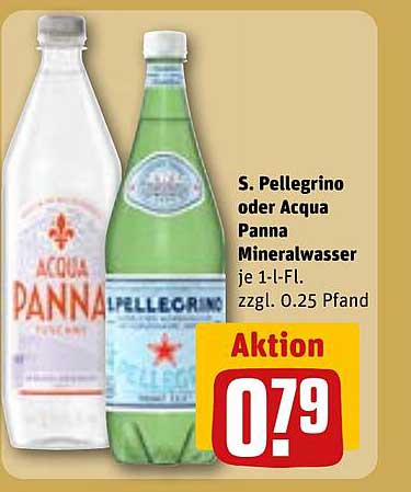 S. Pellegrino oder Acqua Panna Mineralwasser je 1-l-Fl.