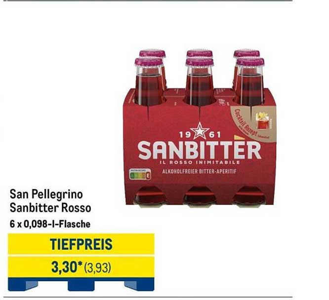 San Pellegrino Sanbitter Rosso 6 x 0,098-l-Flasche
