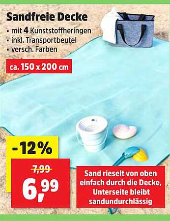 Sandfreie Decke mit Transportbeutel