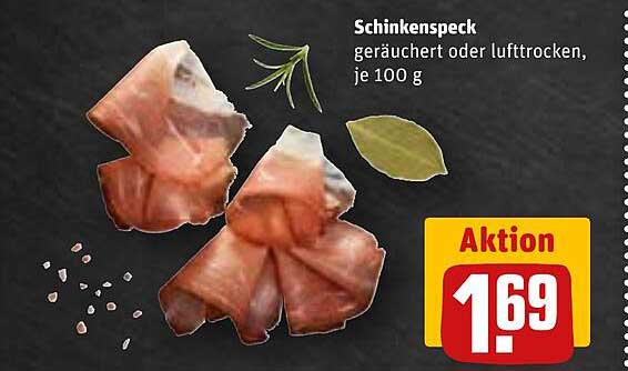 Schinkenspeck, geräuchert oder luftgetrocknet, je 100 g