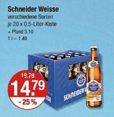 Schneider Weisse verschiedene Sorten je 20 x 0,5-Liter-Kiste