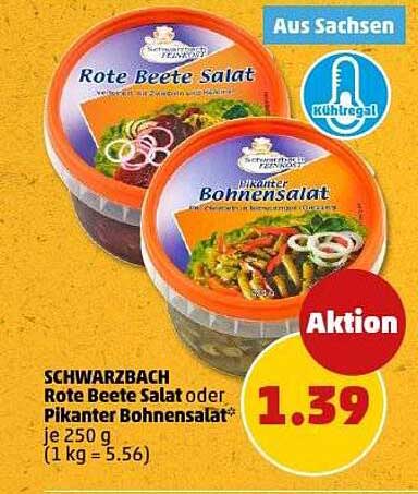Schwarzbacher Rote Beete Salat oder Pikante Bohnensalat - je 250 g