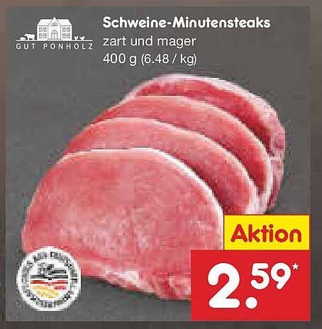 Schweine-Minutensteaks zart und mager 400 g