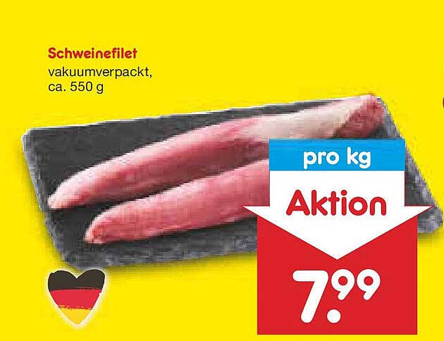 Schweinefilet vakuumverpackt, ca. 550 g