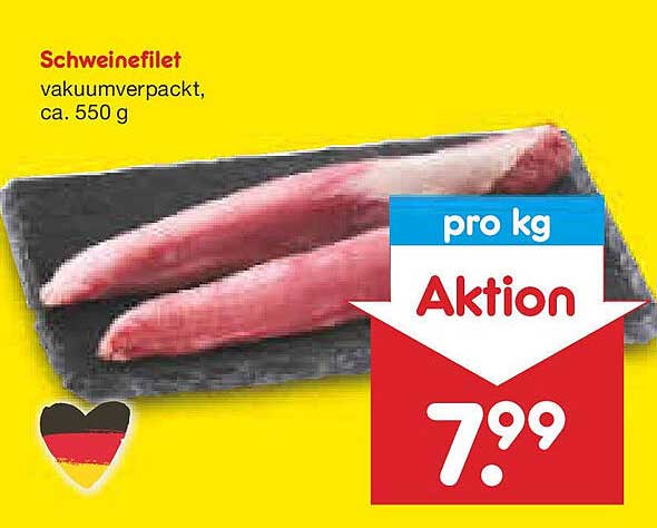 Schweinefilet vakuumverpackt, ca. 550 g