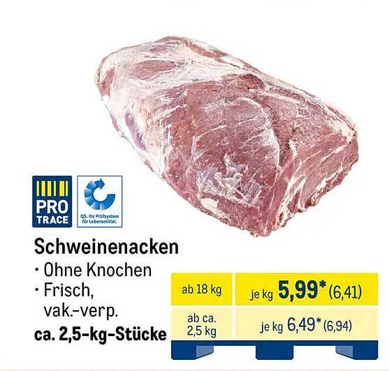 Schweinenacken ohne Knochen - frisch, vakuumverpackt