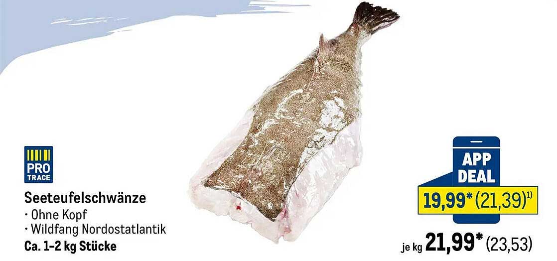 Seeteufelschwänze ohne Kopf, Wildfang Nordostatlantik, ca. 1-2 kg Stücke