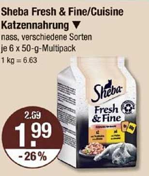 Sheba Fresh & Fine/Cuisine Katzennahrung, nass, verschiedene Sorten je 6 x 50-g-Multipack