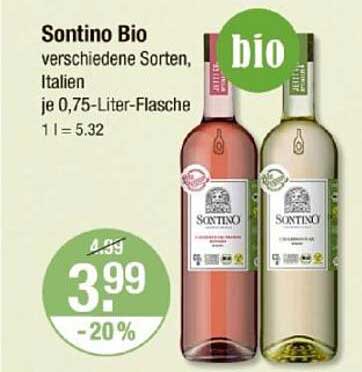 Sontino Bio – verschiedene Sorten, Italien je 0,75-Liter-Flasche