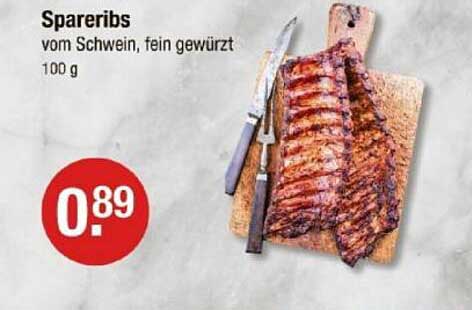 Spareribs vom Schwein, fein gewürzt - 100 g