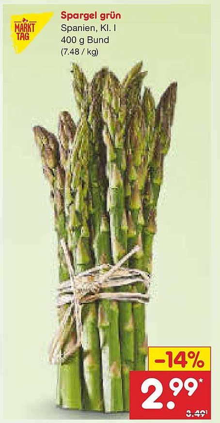 Spargel grün - Spanien, Kl. I, 400 g Bund