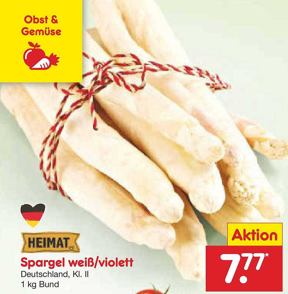 Spargel weiß/violett – 1 kg Bund aus Deutschland, Kl. II