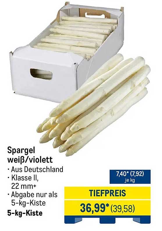 Spargel weiß/violett aus Deutschland, 5-kg-Kiste