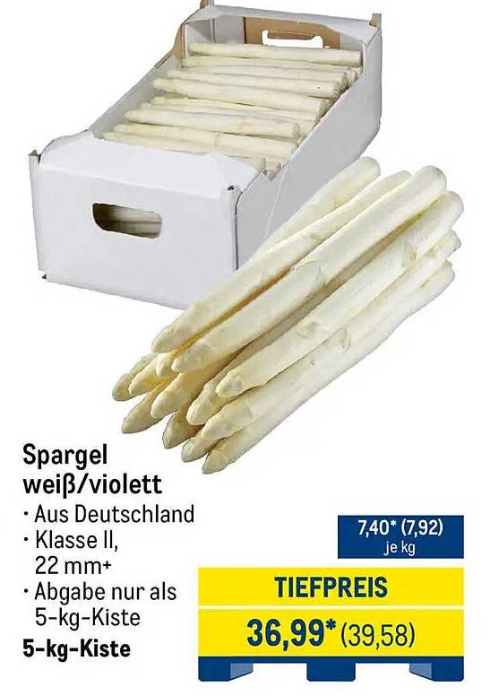 Spargel weiß/violett aus Deutschland, 5-kg-Kiste