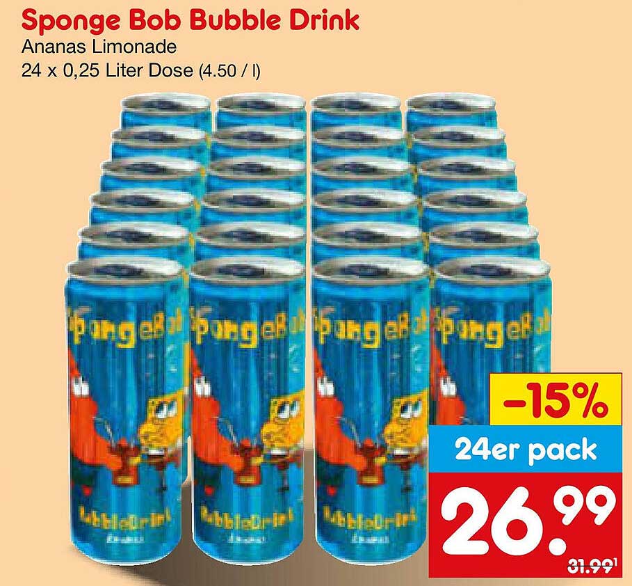 Sponge Bob Bubble Drink Ananas Limonade - 24er Pack
