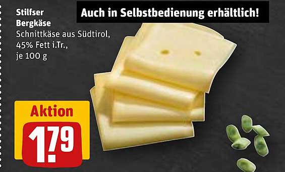 Stilfser Bergkäse Schnittkäse aus Südtirol, 45% Fett i.Tr., je 100 g
